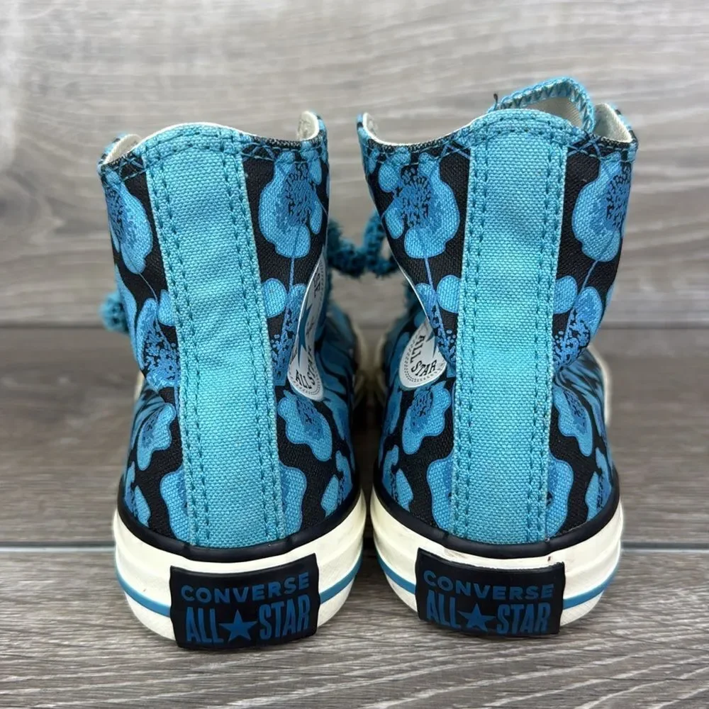 Converse CT All-Star x Dr Woo Little Girl Sz 13 Hi Top Blue Floral Sneakers